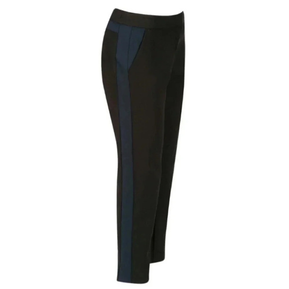 Rickis Ankle Cropped Slim Fit Pants Black Navy Blue Tuxedo Side Stripe Size 2 - Picture 1 of 15